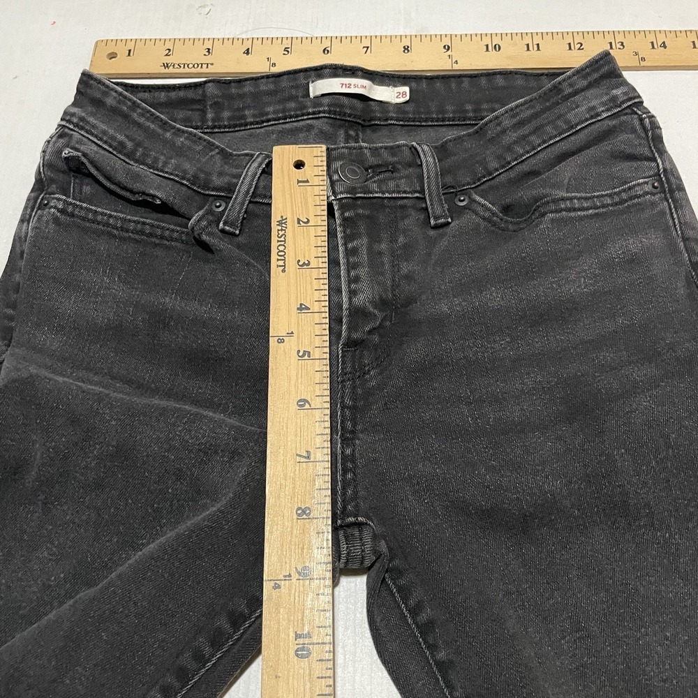 Levi's 712 Slim Jeans Womens Size 28 X 31 Black Stretch Skinny Mid Rise Denim - Picture 3 of 9
